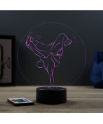 Lampe illusion 3D en verre acrylique gravée au laser représentant un danseur de hiphop.