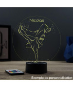 Lampe illusion 3D en verre acrylique gravée au laser représentant un danseur de hiphop.