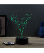 Lampe illusion 3D en verre acrylique gravée au laser représentant un danseur de hiphop.