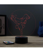 Lampe illusion 3D en verre acrylique gravée au laser représentant un danseur de hiphop.
