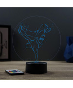 Lampe illusion 3D en verre acrylique gravée au laser représentant un danseur de hiphop.