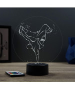 Lampe illusion 3D en verre acrylique gravée au laser représentant un danseur de hiphop.
