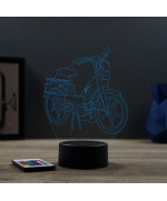 Lampe illusion 3D en verre acrylique gravée au laser représentant une moto Peugeot 103 MVL.