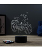 Lampe illusion 3D en verre acrylique gravée au laser représentant une moto Peugeot 103 MVL.