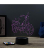 Lampe illusion 3D en verre acrylique gravée au laser représentant une moto Peugeot 103 MVL.