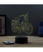 Lampe illusion 3D en verre acrylique gravée au laser représentant une moto Peugeot 103 MVL.
