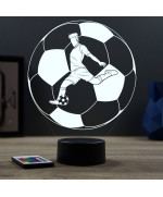 Lampe illusion 3D en verre acrylique gravée au laser représentant un joueur de foot à l'intérieur d'un ballon.