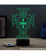 Lampe illusion 3D en verre acrylique gravée au laser représentant l'équipe du Portugal.