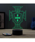 Lampe illusion 3D en verre acrylique gravée au laser représentant l'équipe du Portugal.