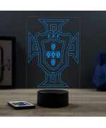 Lampe illusion 3D en verre acrylique gravée au laser représentant l'équipe du Portugal.