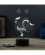 Lampe illusion 3D en verre acrylique gravée au laser représentant l'équipe de France.