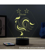 Lampe illusion 3D en verre acrylique gravée au laser représentant l'équipe de France.