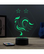 Lampe illusion 3D en verre acrylique gravée au laser représentant l'équipe de France.