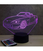 Lampe illusion 3D en verre acrylique gravée au laser représentant une voiture Honda S2000.