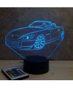 Lampe illusion 3D en verre acrylique gravée au laser représentant une voiture Honda S2000.