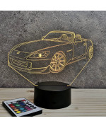 Lampe illusion 3D en verre acrylique gravée au laser représentant une voiture Honda S2000.