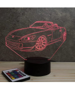 Lampe illusion 3D en verre acrylique gravée au laser représentant une voiture Honda S2000.