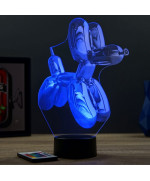 Lampe illusion 3D en verre acrylique gravée au laser représentant un Chien Ballon.