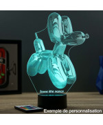 Lampe illusion 3D en verre acrylique gravée au laser représentant un Chien Ballon.