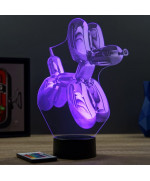 Lampe illusion 3D en verre acrylique gravée au laser représentant un Chien Ballon.