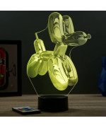 Lampe illusion 3D en verre acrylique gravée au laser représentant un Chien Ballon.