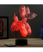 Lampe illusion 3D en verre acrylique gravée au laser représentant un Chien Ballon.