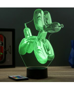 Lampe illusion 3D en verre acrylique gravée au laser représentant un Chien Ballon.