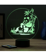 Lampe illusion 3D en verre acrylique gravée au laser représentant un Panda.