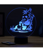 Lampe illusion 3D en verre acrylique gravée au laser représentant un Panda.