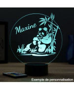 Lampe illusion 3D en verre acrylique gravée au laser représentant un Panda.