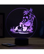 Lampe illusion 3D en verre acrylique gravée au laser représentant un Panda.