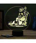 Lampe illusion 3D en verre acrylique gravée au laser représentant un Panda.