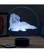 Lampe illusion 3D en verre acrylique gravée au laser représentant un Chien Berger Australien.