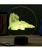 Lampe illusion 3D en verre acrylique gravée au laser représentant un Chien Berger Australien.