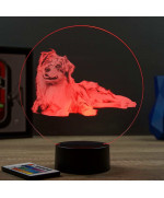 Lampe illusion 3D en verre acrylique gravée au laser représentant un Chien Berger Australien.