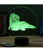 Lampe illusion 3D en verre acrylique gravée au laser représentant un Chien Berger Australien.