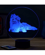 Lampe illusion 3D en verre acrylique gravée au laser représentant un Chien Berger Australien.