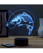 Lampe illusion 3D en verre acrylique gravée au laser représentant une carpe.