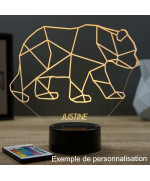Lampe illusion 3D en verre acrylique gravée au laser représentant un Ours Origami.