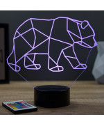 Lampe illusion 3D en verre acrylique gravée au laser représentant un Ours Origami.