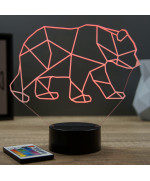 Lampe illusion 3D en verre acrylique gravée au laser représentant un Ours Origami.