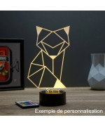 Lampe illusion 3D en verre acrylique gravée au laser représentant un Renard Origami.