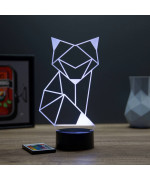 Lampe illusion 3D en verre acrylique gravée au laser représentant un Renard Origami.