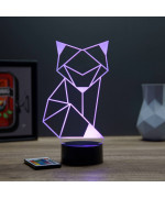 Lampe illusion 3D en verre acrylique gravée au laser représentant un Renard Origami.