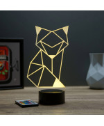 Lampe illusion 3D en verre acrylique gravée au laser représentant un Renard Origami.