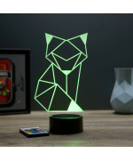 Lampe illusion 3D en verre acrylique gravée au laser représentant un Renard Origami.