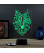 Lampe illusion 3D en verre acrylique gravée au laser représentant un Loup.