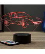 Lampe illusion 3D en verre acrylique gravée au laser représentant une voiture Fiat 850 Lombardi 1971.