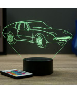 Lampe illusion 3D en verre acrylique gravée au laser représentant une voiture Fiat 850 Lombardi 1971.