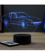 Lampe illusion 3D en verre acrylique gravée au laser représentant une voiture Fiat 850 Lombardi 1971.